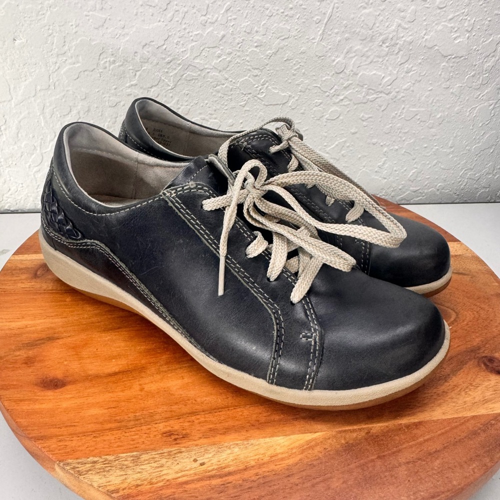Aetrex Dana Womens 8.5 Navy Leather Walking Sneakers Orthotic Comfort DM305WM